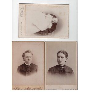 3 Victorian Cabinet Cards Create A Family For Antique Decor Black And White